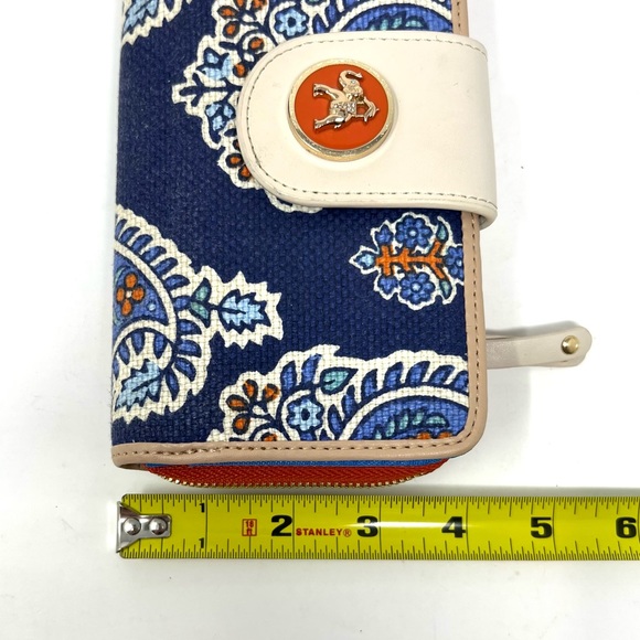 Spartina 449 Blue Boheme Yacht Club Elephant Paisley Canvas Leather Wallet - Picture 10 of 11